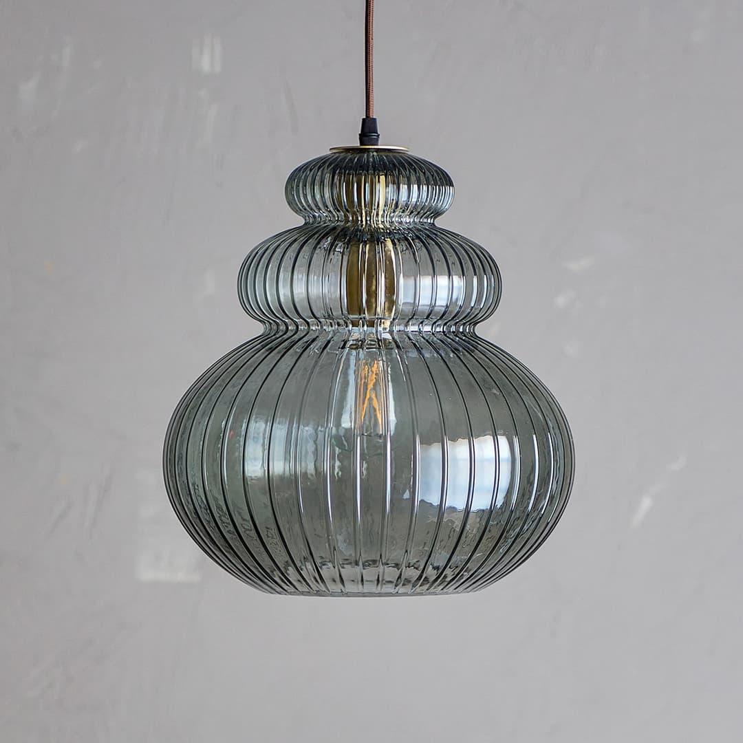 Sybia Hängeleuchte, Glas, grau, Ø 31,5 cm - BLOOMINGVILLE - Wohnzimmer - Einflammig