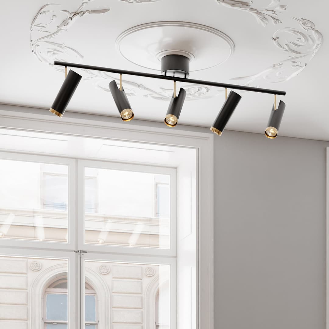 Puls Bar 5 Deckenleuchte Black/Brass - By Rydéns - Wohnzimmer - Modern - Metall - Mehrflammig