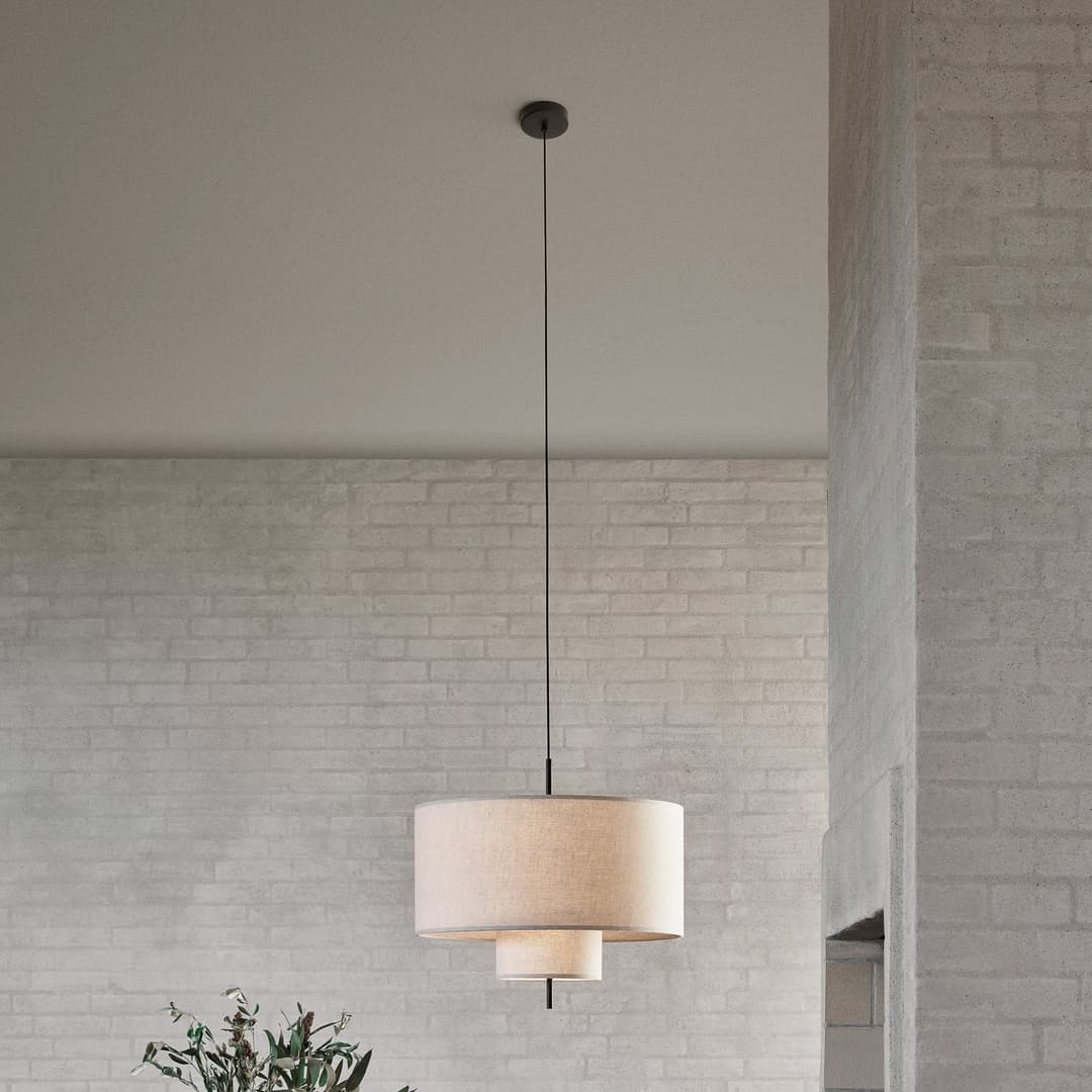 Margin Pendelleuchte, beige, Ø68 cm, Textil - New Works - Wohnzimmer - Design - Stoff / Textil - Einflammig