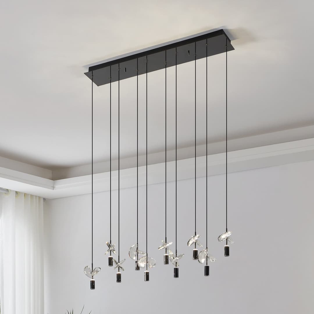 Comareira LED-Hängeleuchte nickel 91 cm CCT - Stars of Light - Wohnzimmer - Modern - Glas - Mehrflammig