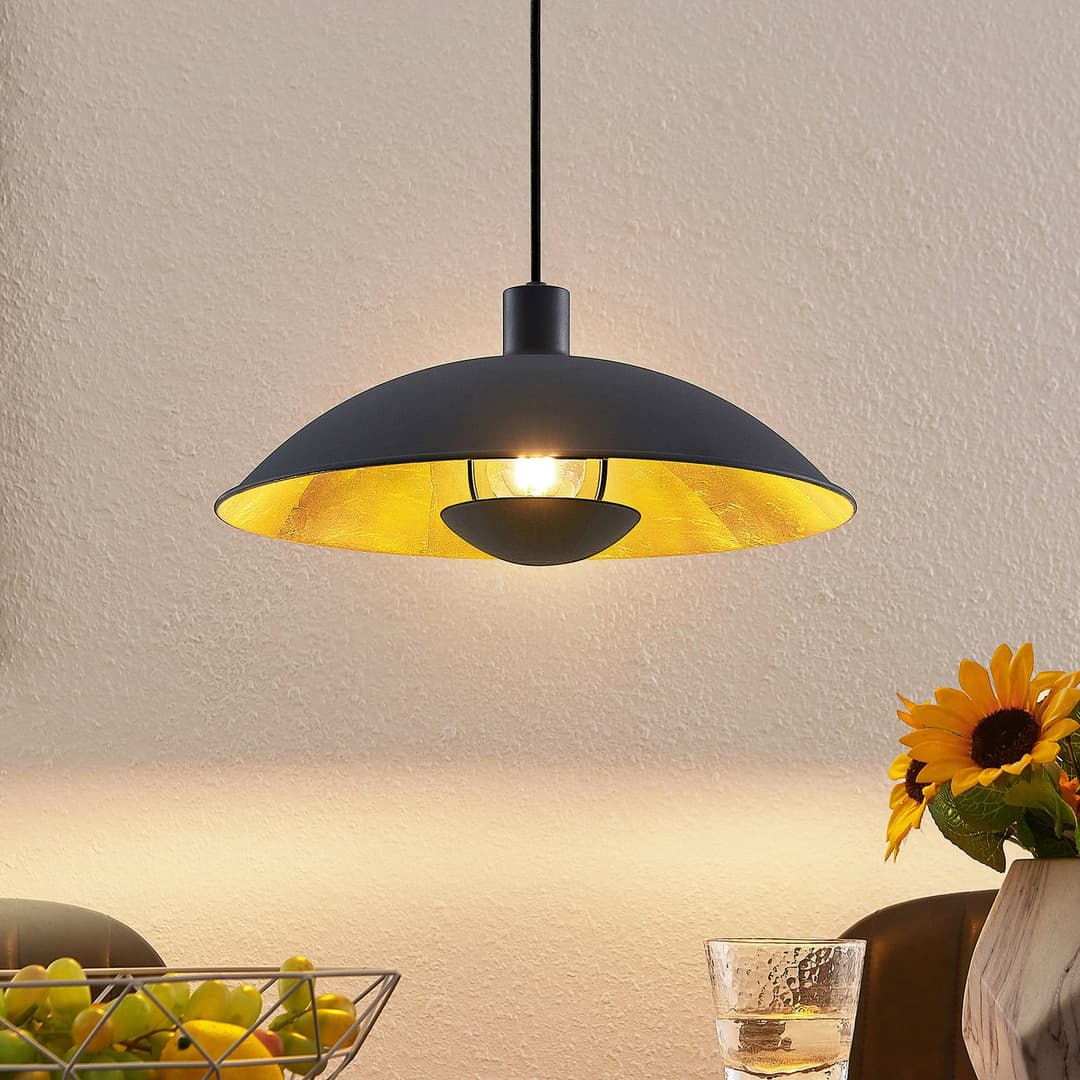 Narisara Pendelleuchte Ø40 Black/Gold - Lindby - Wohnzimmer - Modern - Metall - Einflammig