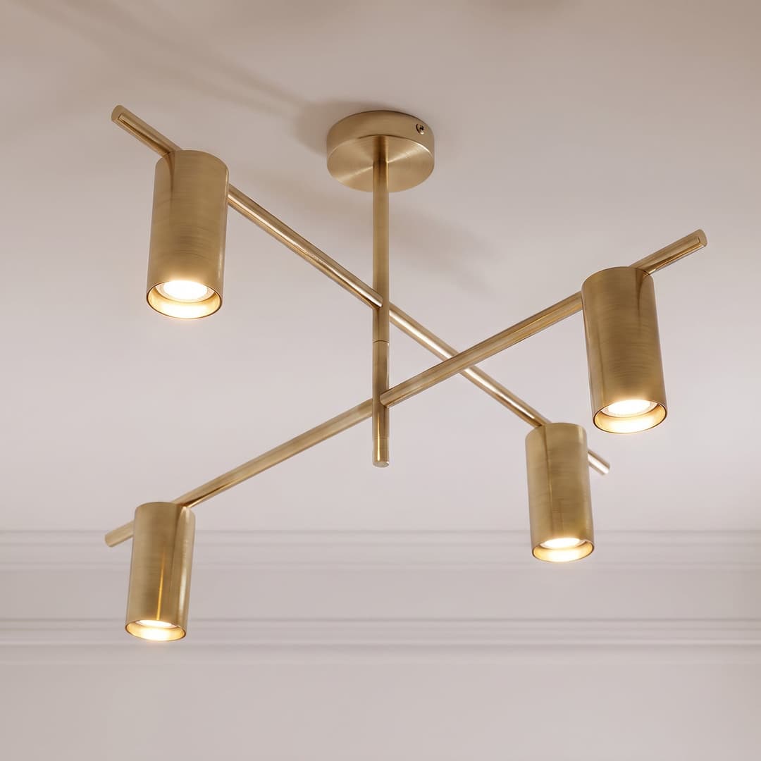 Marilou Deckenleuchte, 4-flammig, messing, Ø 70 cm - Lindby - Wohnzimmer - Modern - Metall - Mehrflammig