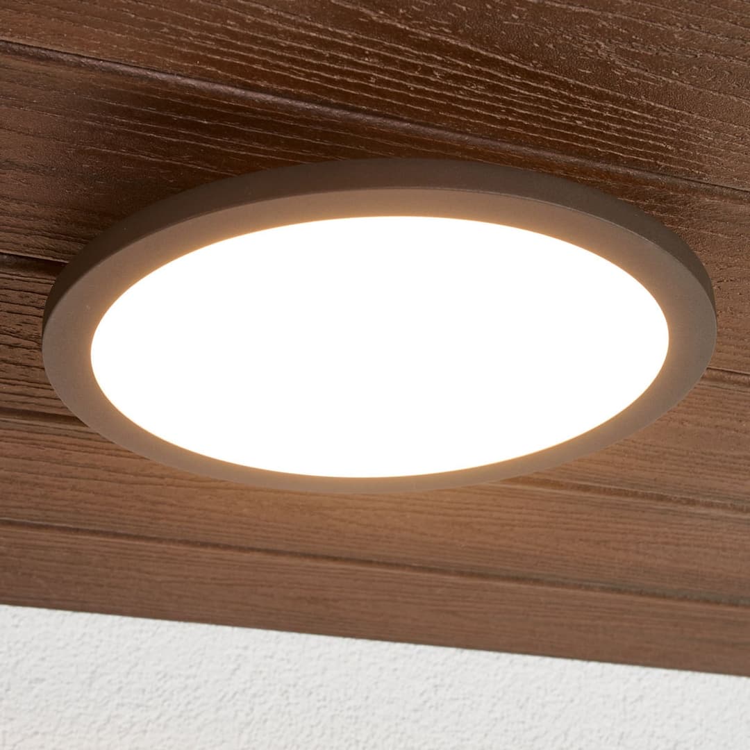 Malena LED Außen Deckenleuchte w/Sensor Dark Grey - Lucande - Balkon - Modern - Aluminium - Rund
