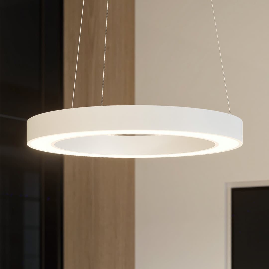 Arcchio Sharelyn LED-Pendelleuchte, Ø 80 cm, weiß, Ring, CCT - Küche - Modern - Aluminium - Einflammig