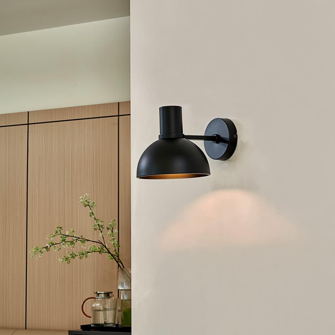 Mostrid Wandleuchte Black - Lucande - Wohnzimmer - Design - Metall - Einflammig