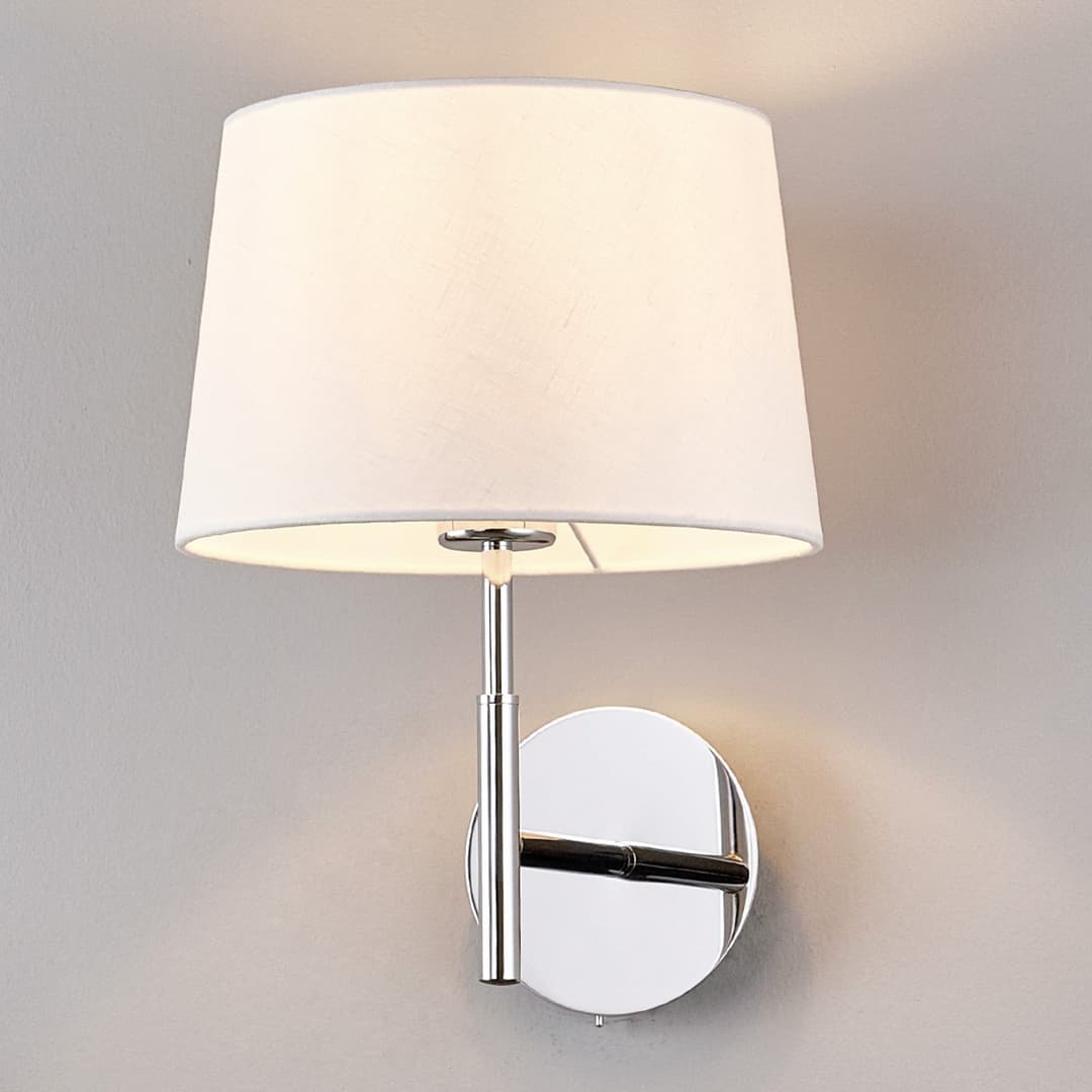 Dorothea Wandleuchte White/Chrome - Lucande - Wohnzimmer - Modern - Stoff / Textil - Einflammig