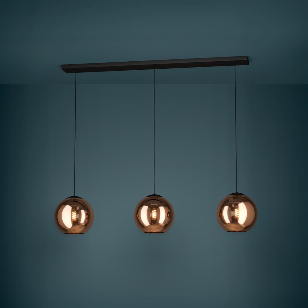 Cordoba Hängelampe 3-flg. lang kupfer - EGLO Stars Of Light - Esszimmer - Modern - Glas - Mehrflammig