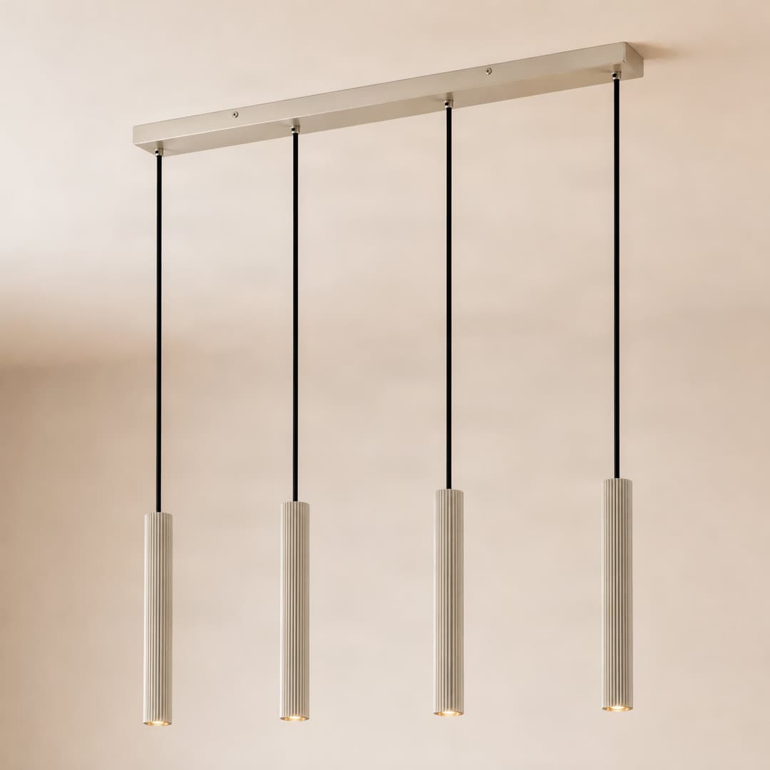 Kardis Hängeleuchte, 4-flammig, beige, Länge 70 cm - Lindby - Esszimmer - Modern - Metall - Mehrflammig