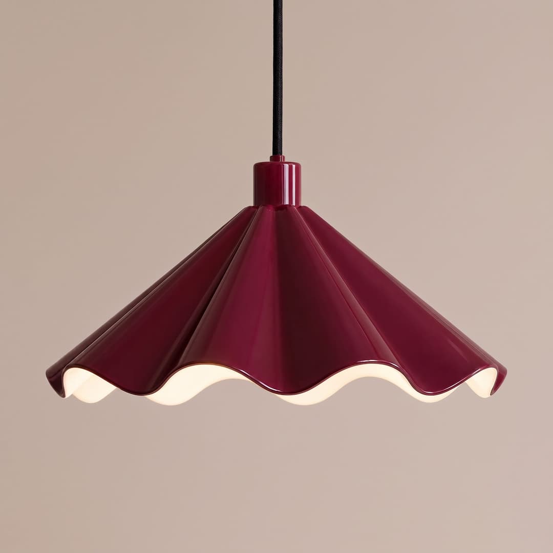 Lilliet Hängeleuchte, Metall, dunkelrot, Ø 34 cm, E27 - Lindby - Wohnzimmer - Modern - Einflammig