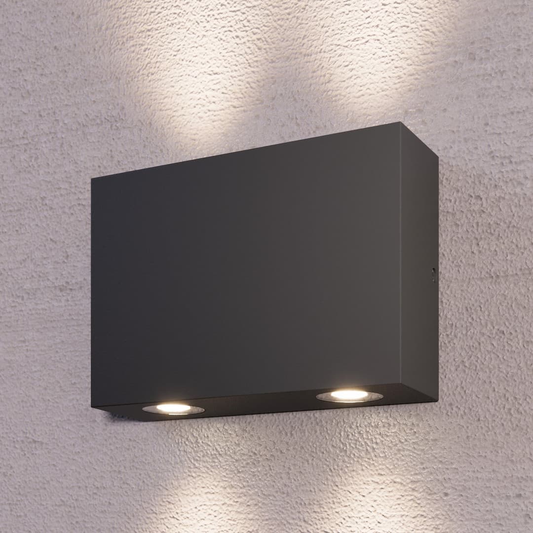Henor Außenwandleuchte Graphite - Lucande - Modern - Metall - Eckig