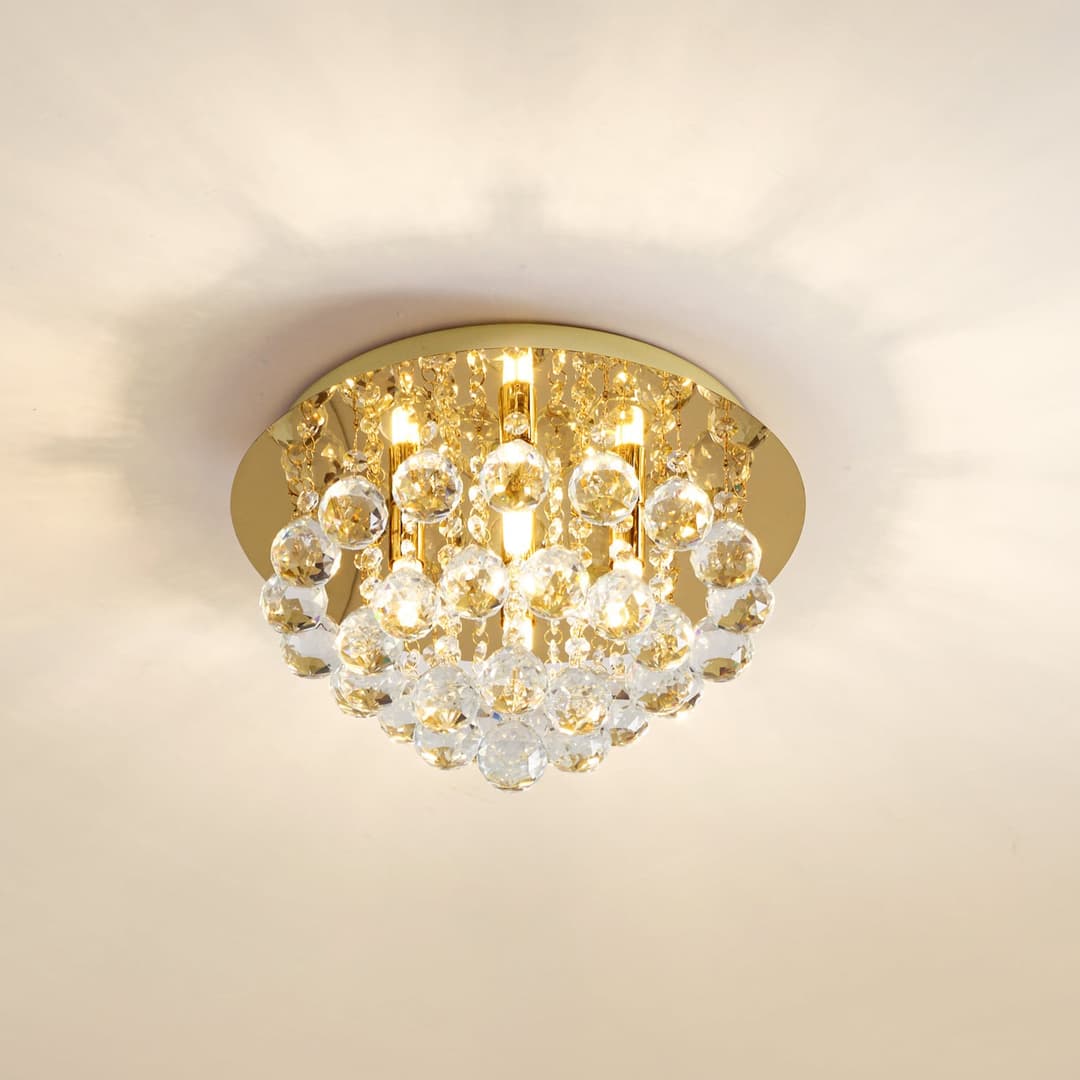 Gillion 4 Deckenleuchte Crystal/Gold - Lindby - Wohnzimmer - Design - Kristall - Mehrflammig