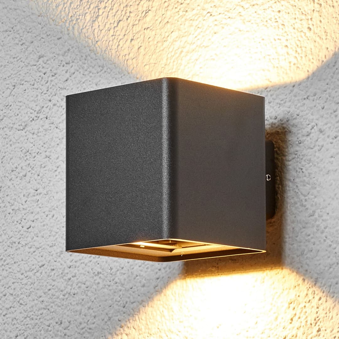 Aaron Außenwandleuchte IP54 Graphite - Lucande - Balkon - Modern - Metall - Eckig
