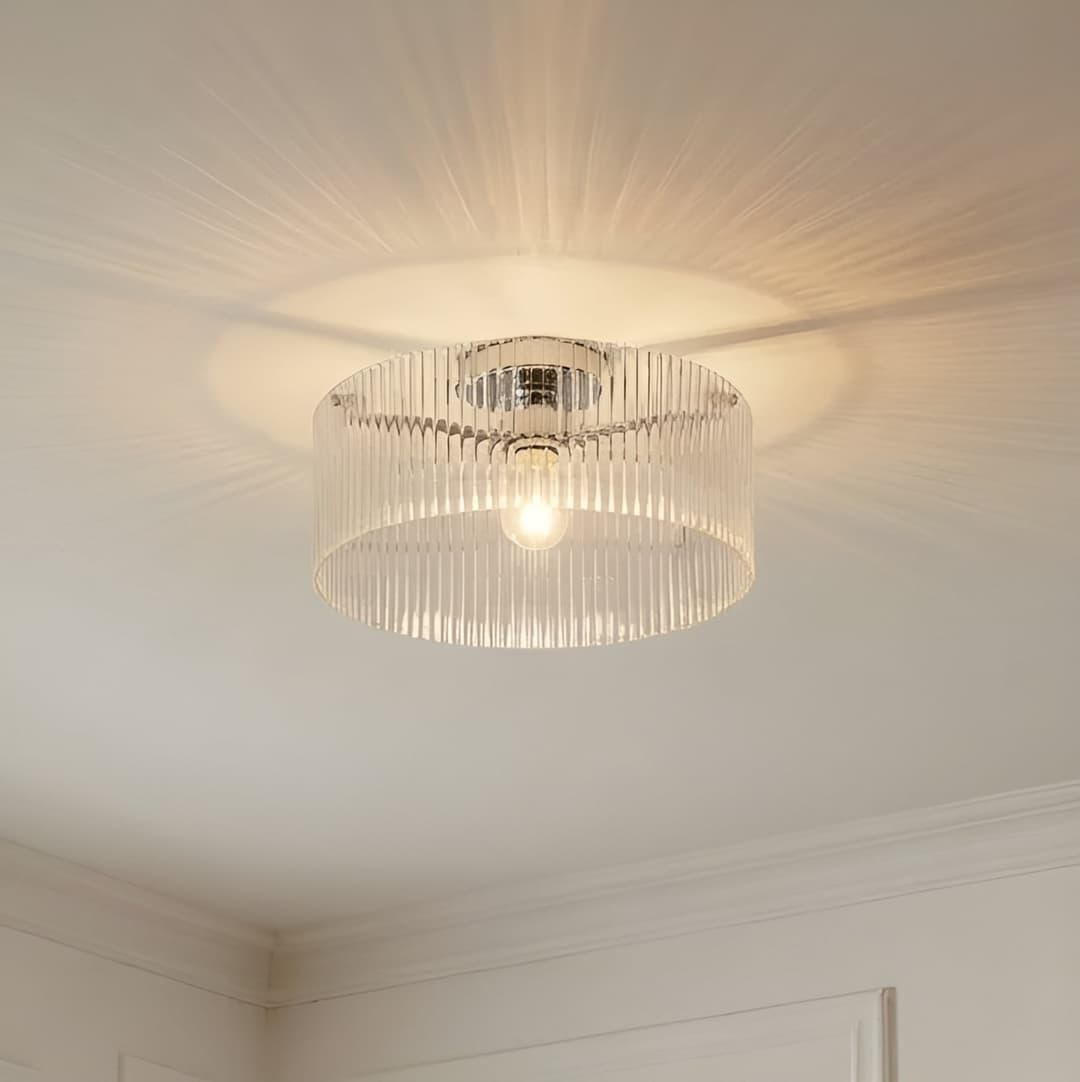 Meritt Deckenleuchte, chrom/klar, Ø 40 cm, Glas - Lucande - Wohnzimmer - Modern - Einflammig