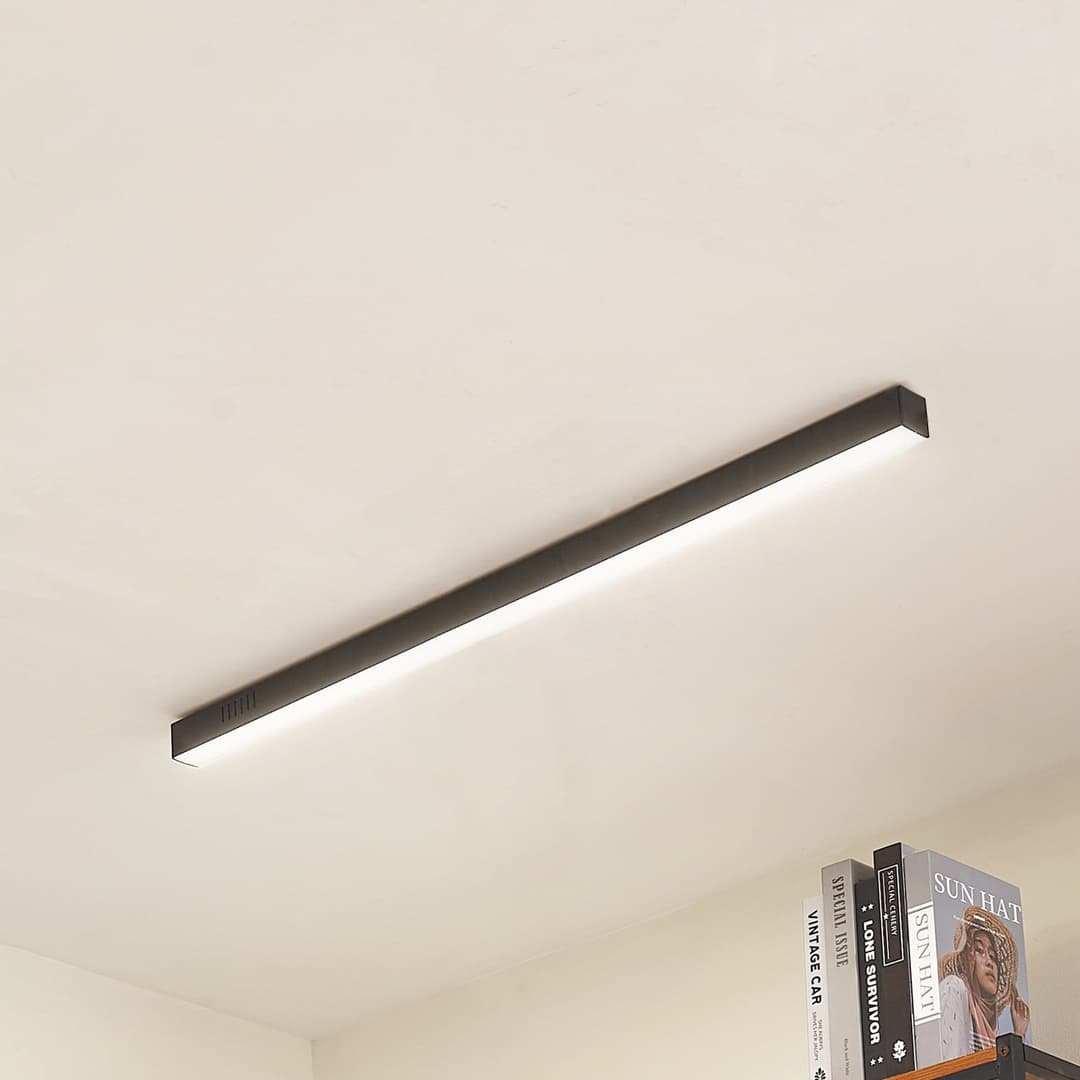 Teniona LED Deckenleuchte Schwarz - Lucande - Wohnzimmer - Modern - Aluminium - Bündig