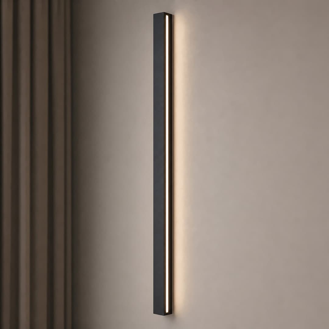 Kinsley LED-Wandleuchte, schwarz, dimmbar, 90 cm, CCT - Lucande - Wohnzimmer - Modern - Metall - Eckig