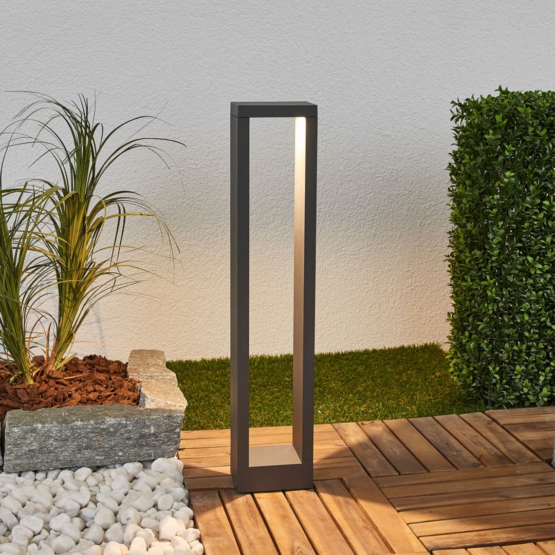 Lucande LED-Wegelampe Jupp, 4er-Set, 60 cm, anthrazit, IP54 - Terrasse - Modern - Aluminium - Einflammig