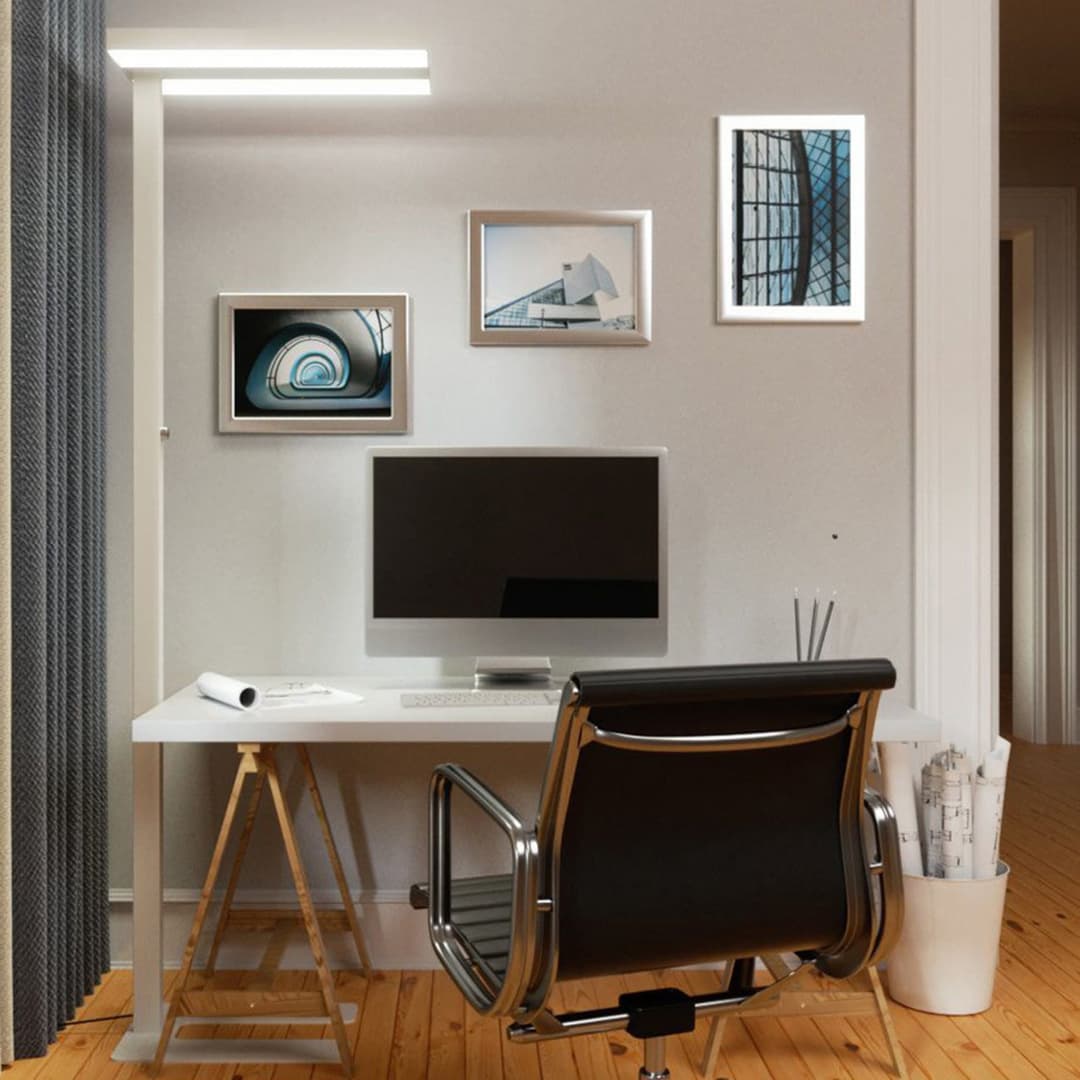 Logan Stehleuchte weiß dimmbar 6000 lm - Arcchio Logan Basic - Arbeitszimmer / Büro - Modern - Aluminium - Eckig