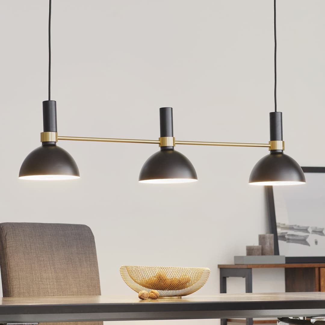 Larry 3 Pendelleuchte Black/Brushed Brass - Markslöjd - Küche - Modern - Metall - Mehrflammig