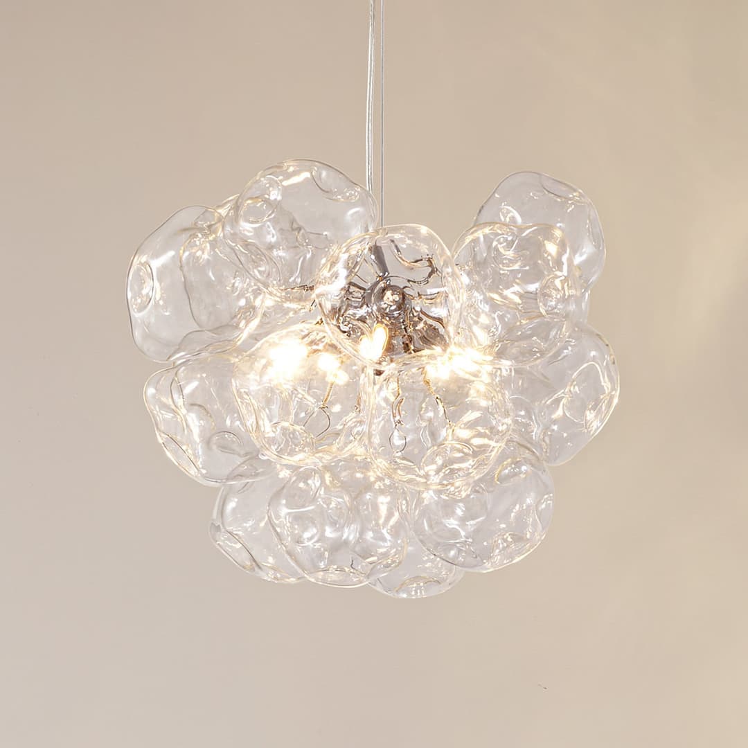 Diborah Hängeleuchte, klar, Ø 43 cm, Glas, G9 - Lucande - Wohnzimmer - Design - Mehrflammig