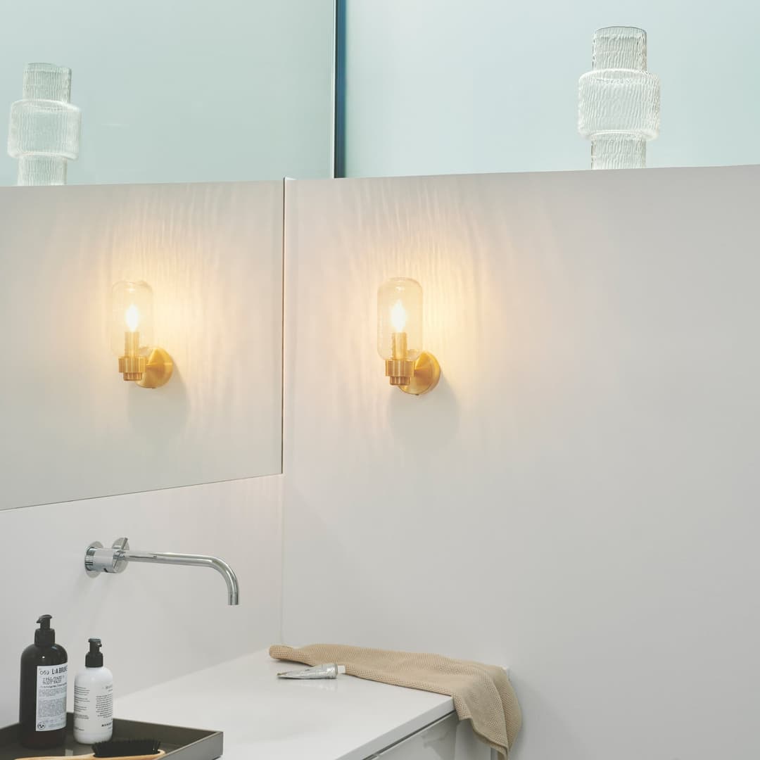 Tutan Wandlampe, Metall, Glas, IP44, messingfarben - Nordlux - Badezimmer - Einflammig