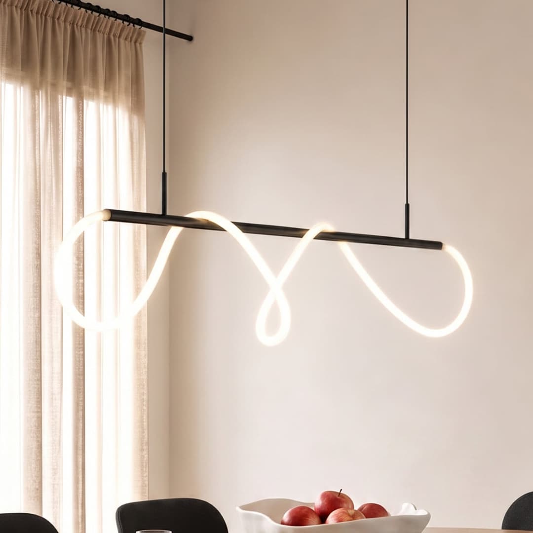 Lucande LED-Hängeleuchte Kisune, schwarz/weiß, Metall - Esszimmer - Modern - Kunststoff - Einflammig