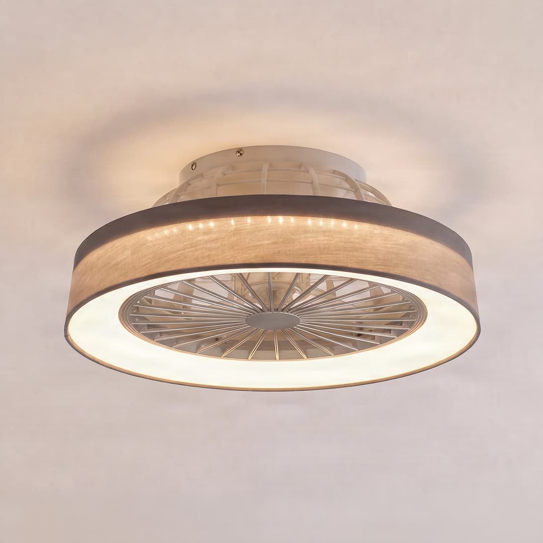 Mace LED-Deckenventilator, grau, leise, DC, Ø 48 cm, CCT - Lindby - Wohnzimmer - Modern - Kunststoff - Rund