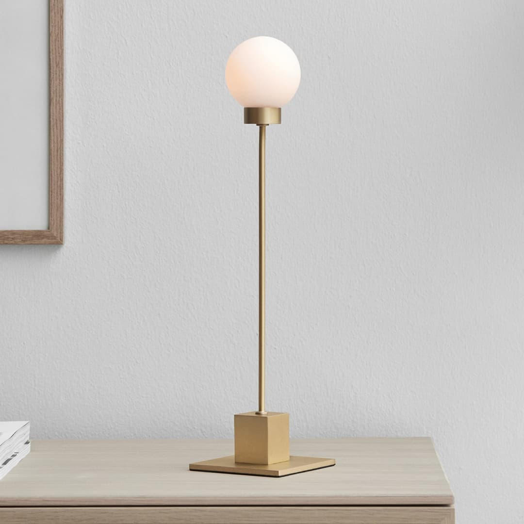 Snowball D8 Tischleuchte Brass - Northern - Wohnzimmer - Design - Glas - Einflammig