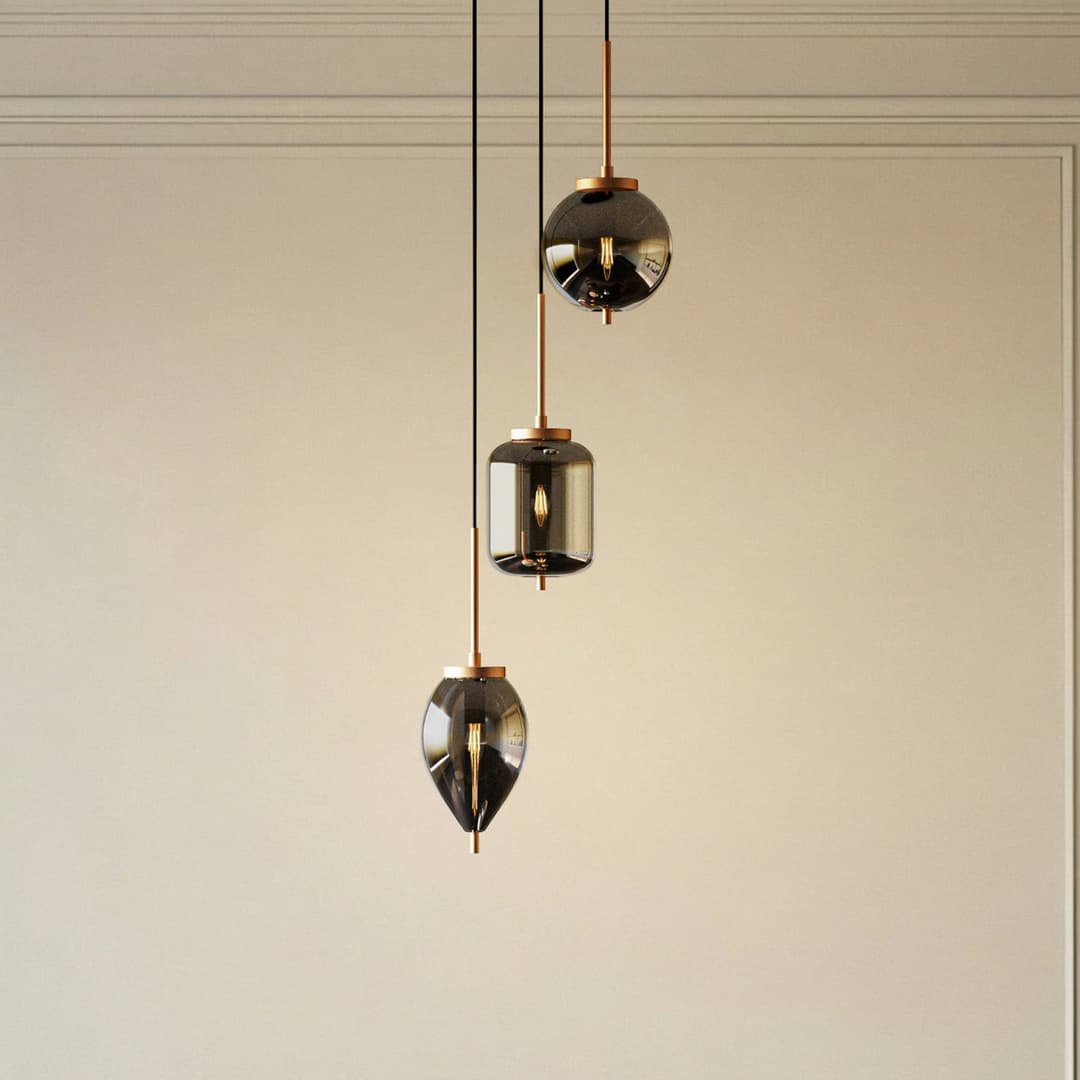 Elani Hängeleuchte, Ø 36 cm, Glas, 3-flammig - Lucande - Wohnzimmer - Modern - Mehrflammig