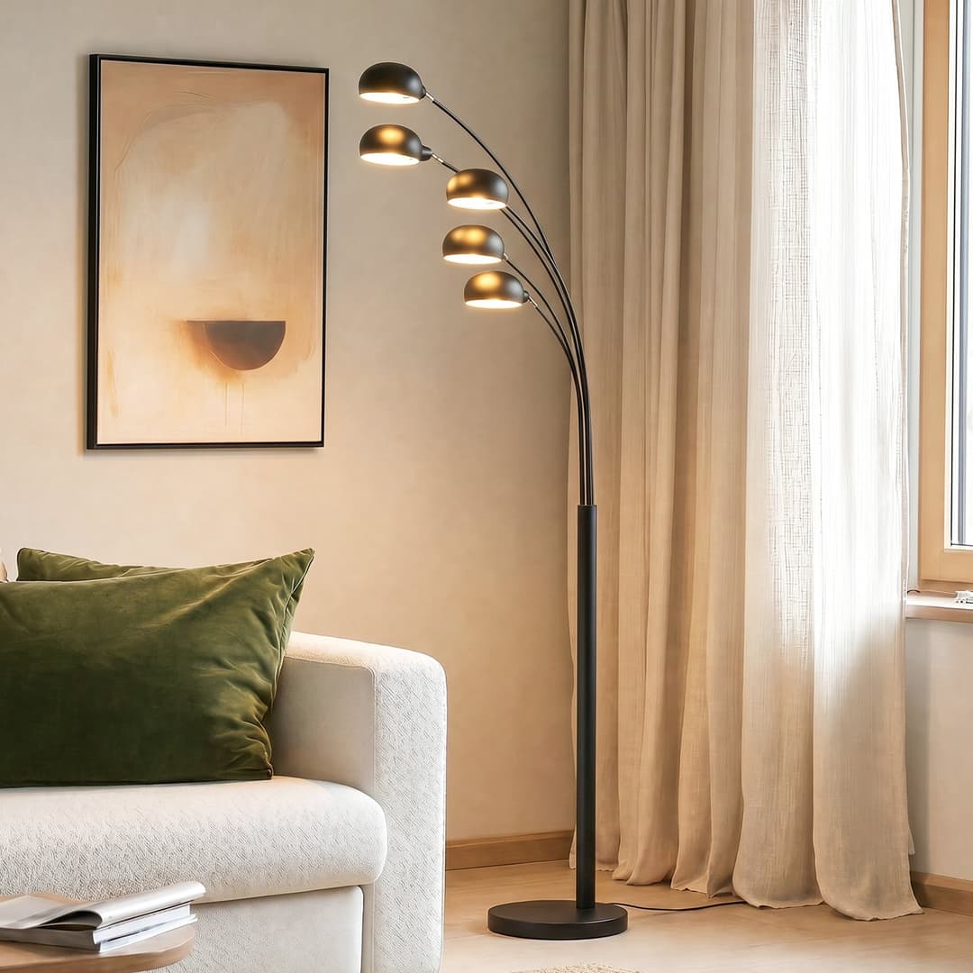 Jewa 5 Stehleuchte Black - Lindby - Wohnzimmer - Modern - Metall - Mehrflammig