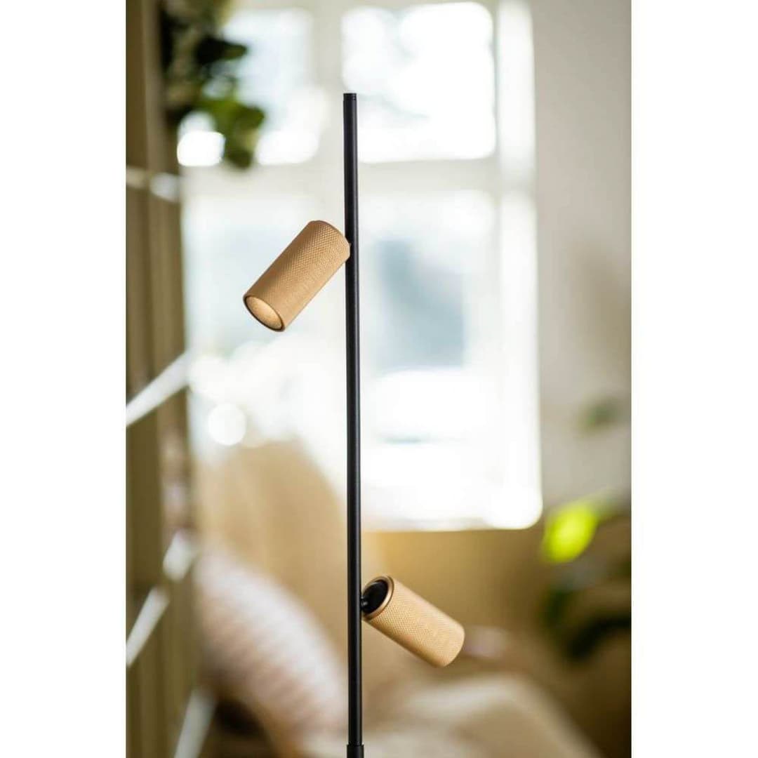 Decor F2 LED-Stehlampe, schwarz/messing, dim. - Antidark - Wohnzimmer