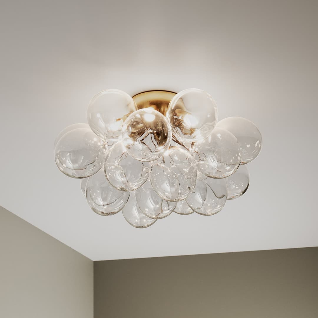Gross Deckenleuchte Ø50 Messing/Klar - By Rydéns - Wohnzimmer - Design - Glas - Mehrflammig