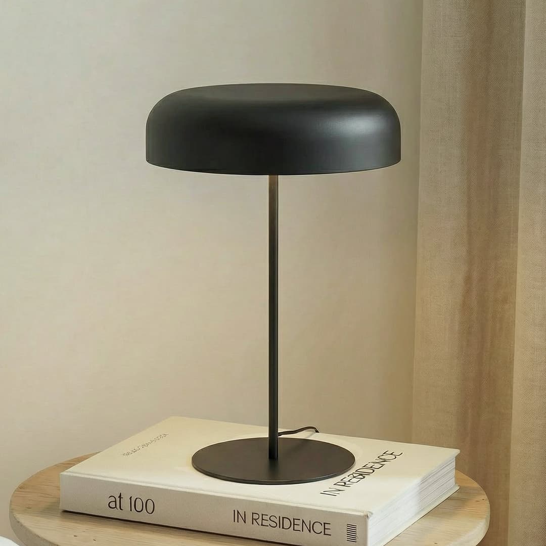 Edion Tischleuchte Schwarz - Lindby - Wohnzimmer - Modern - Metall - Mit Schirm