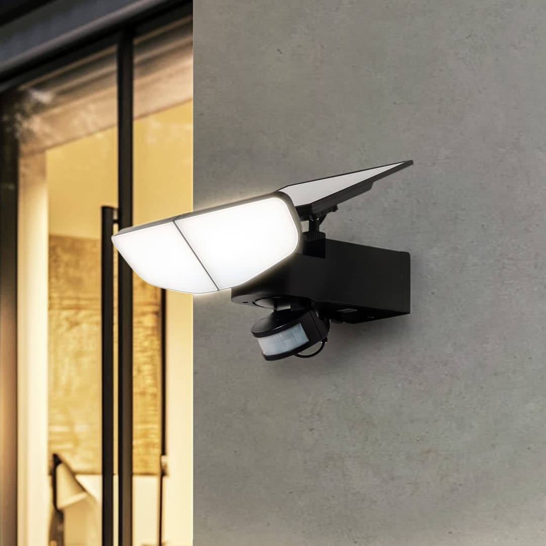 Naelin Solarzelle Wandleuchte w/Sensor Schwarz - Lindby - Balkon - Modern - Kunststoff - Mehrflammig