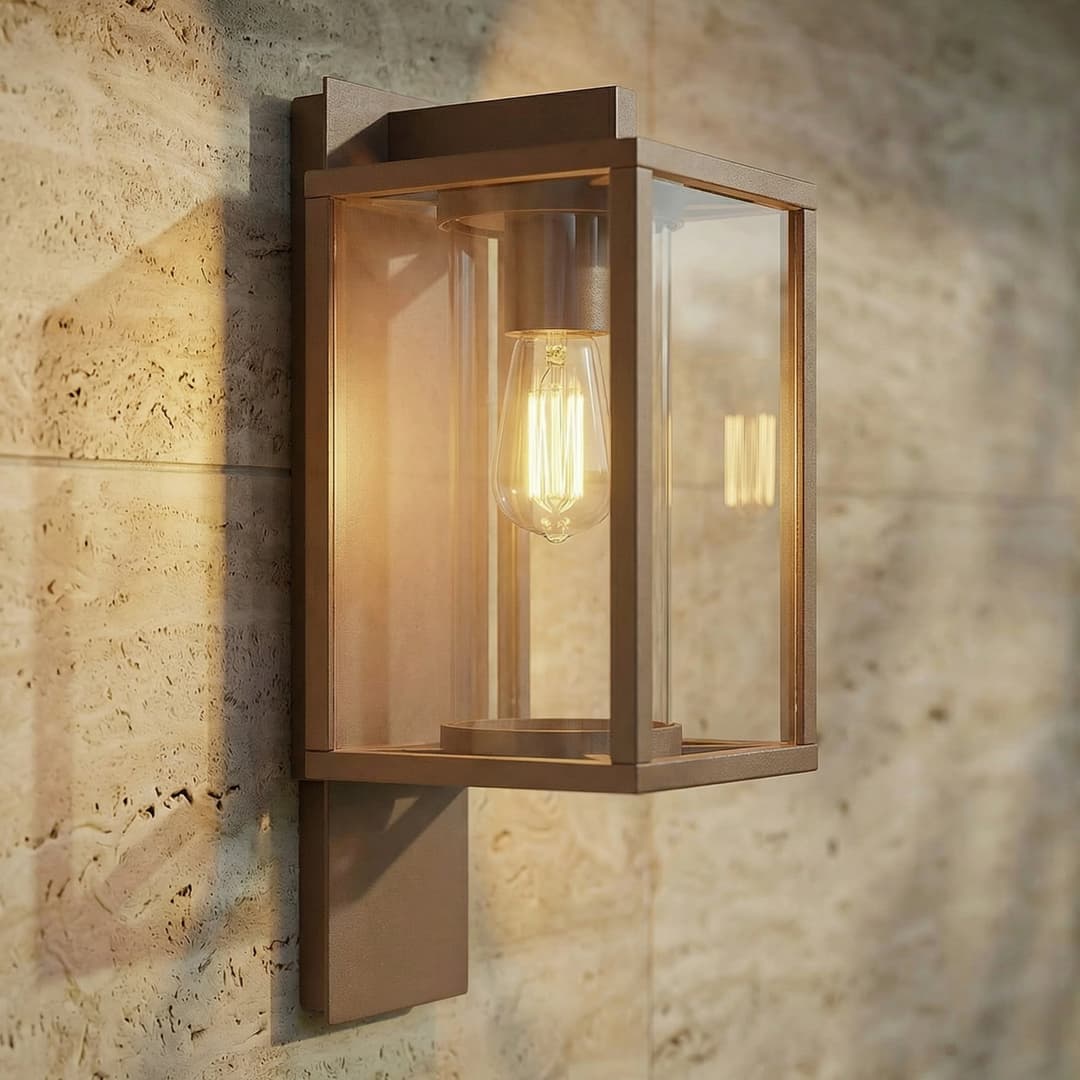 Ferda Außenwandlampe hängend braun IP44 - Lucande - Terrasse - Modern - Aluminium - Eckig