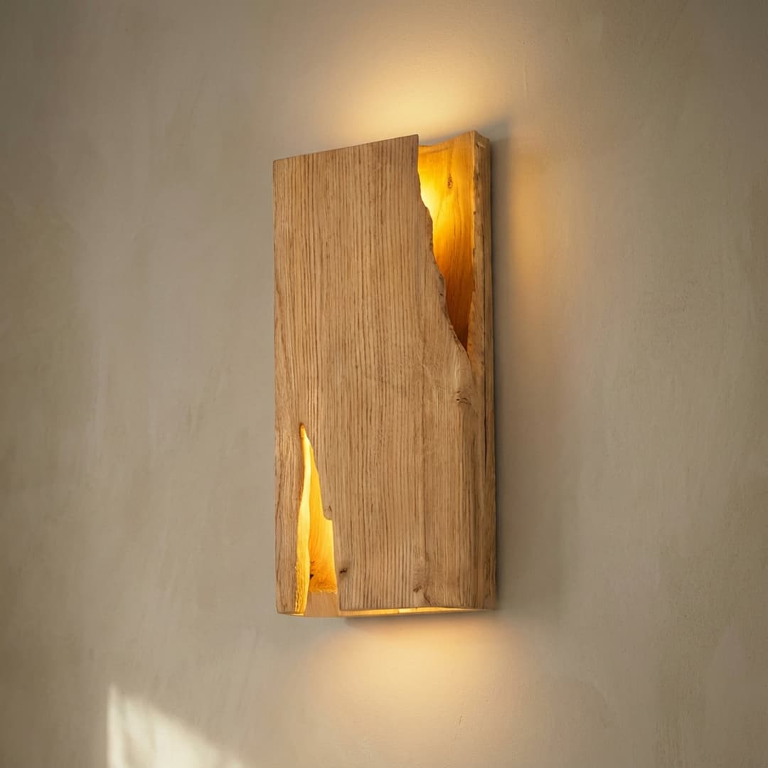 Tarry Wandleuchte, Holz, Breite 45 cm, 2 x E14 - Lucande - Wohnzimmer - Landhaus / Rustikal - Mehrflammig
