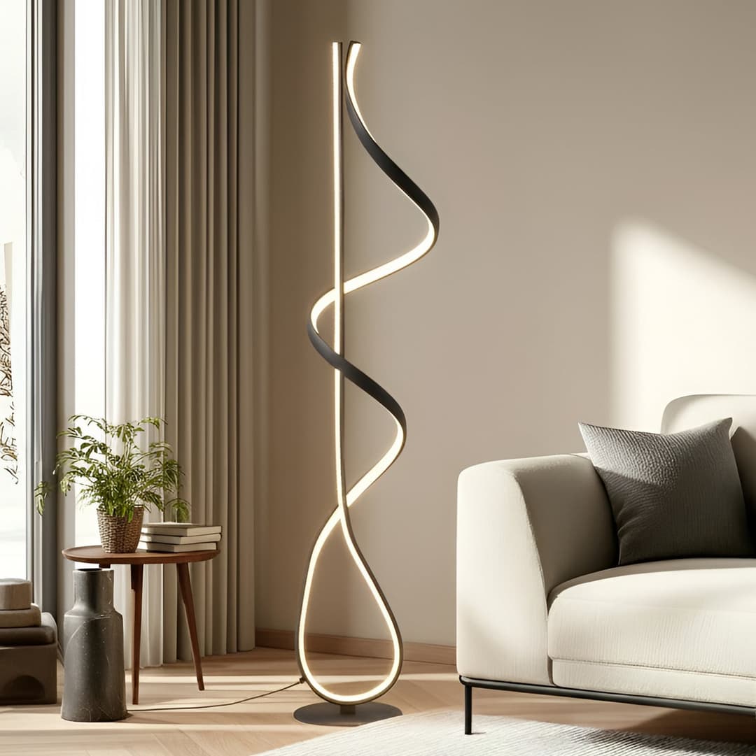 Rodado LED Stehleuchte Schwarz - Lucande - Wohnzimmer - Modern - Metall - Einflammig