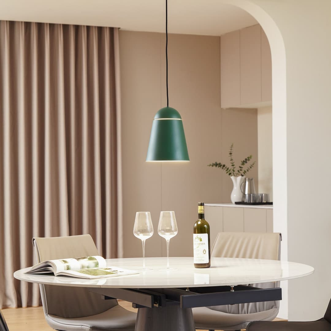 Montes Pendelleuchte, grün, Ø 20 cm, Aluminium - NOLA - Wohnzimmer - Skandinavisch - Einflammig