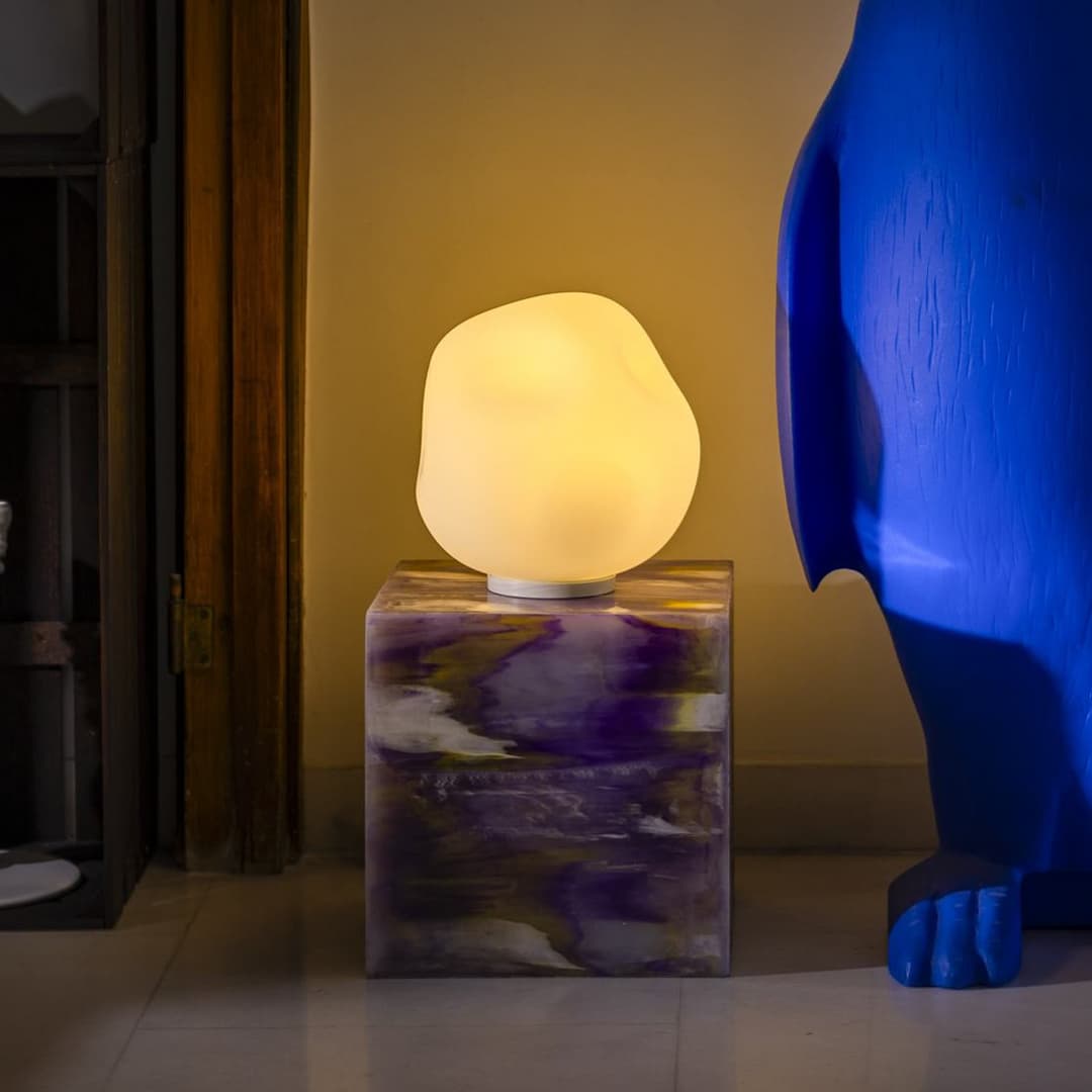 Hoba Media Tischlampe, Ø 24 cm, dimmbar, Glas - Foscarini - Wohnzimmer - Design - Kugel