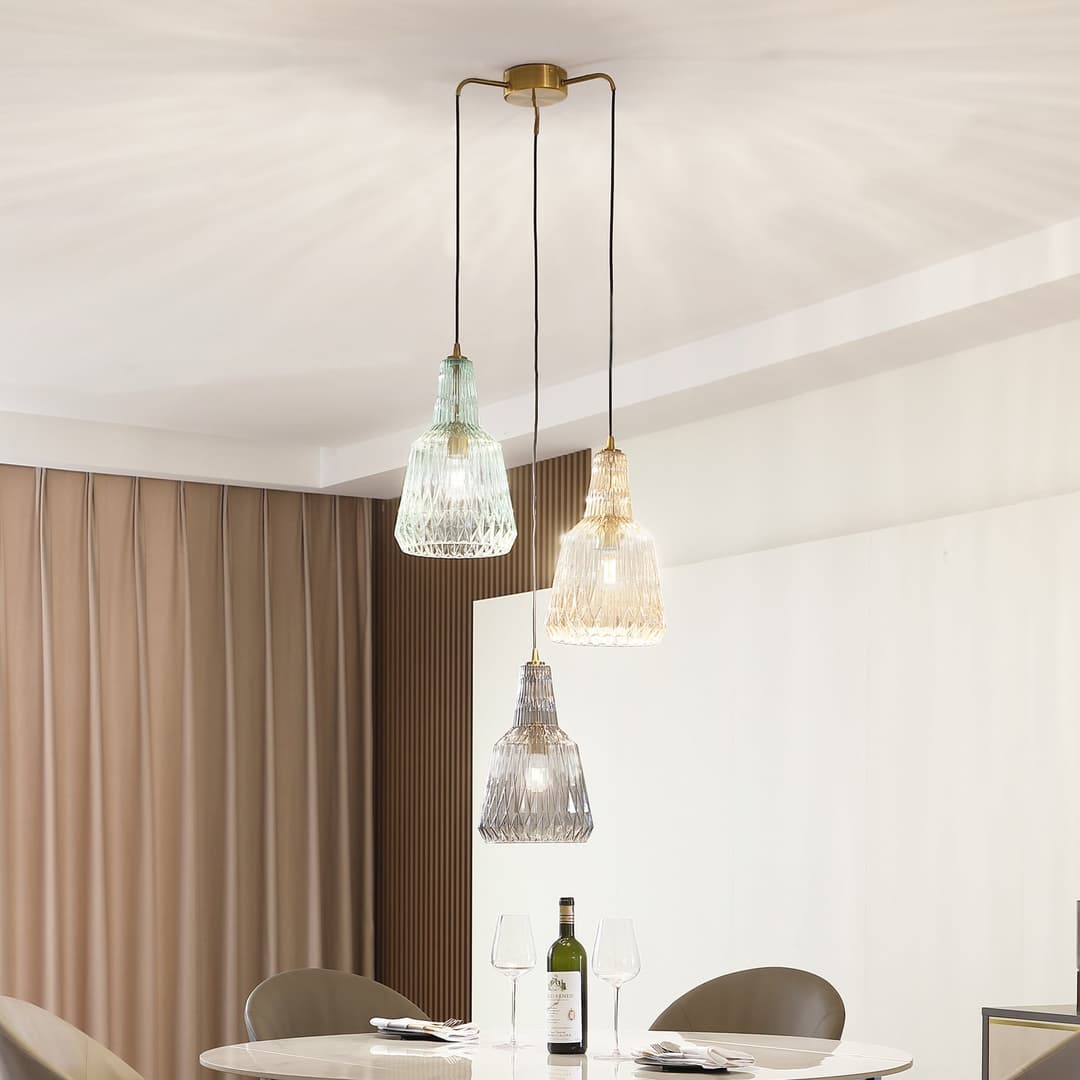 Belarion 3 Cluster Pendelleuchte Multi-Farbigen - Lindby - Wohnzimmer - Vintage - Glas - Mit Schirm