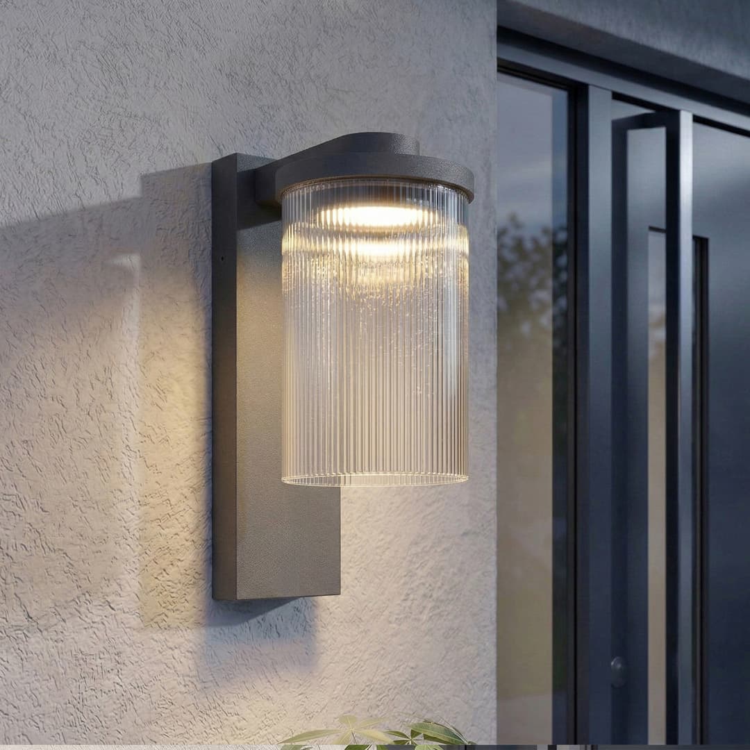 Beelia LED-Außenwandleuchte, IP65, Glas, Aluminium, anthrazit - Lucande - Terrasse - Modern - Einflammig