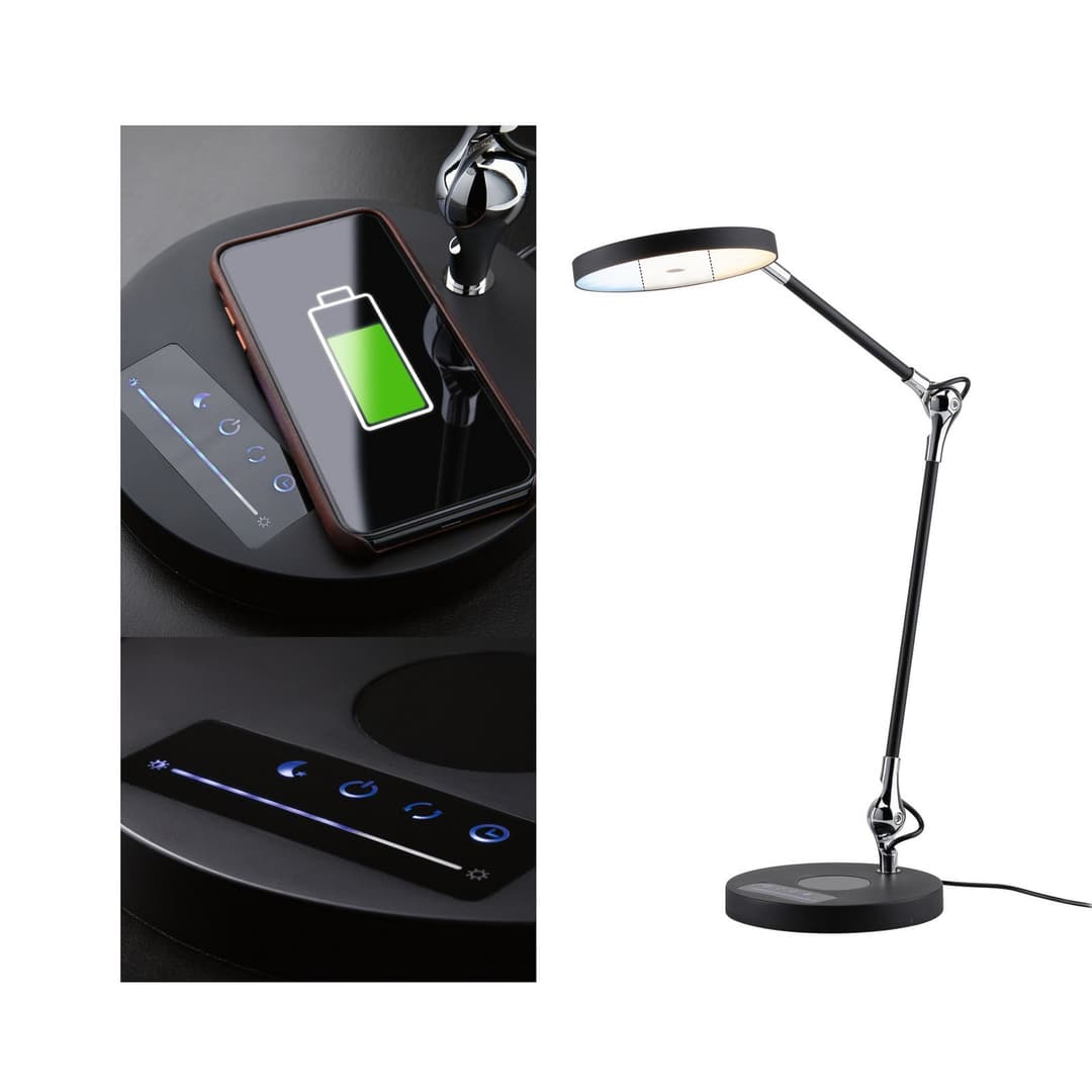 Numis Qi LED-Tischleuchte, w/Qi kabelloses Laden - Paulmann - Arbeitszimmer / Büro - Modern - Metall - Einflammig