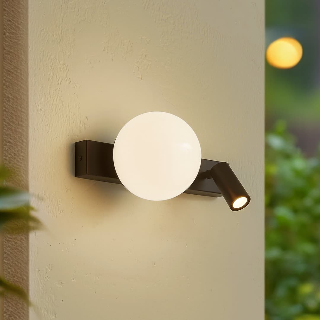 Larcie LED-Außenwandlampe 35cm, 2-flg., Alu, Sensor - Lindby - Balkon - Modern - Aluminium - Mehrflammig