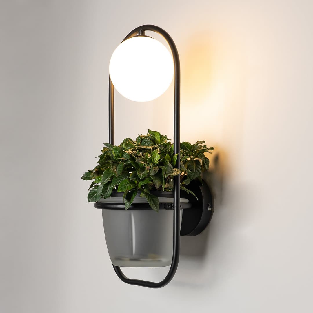 Orna Wandleuchte Black/Opal - Lindby - Wohnzimmer - Modern - Metall - Einflammig