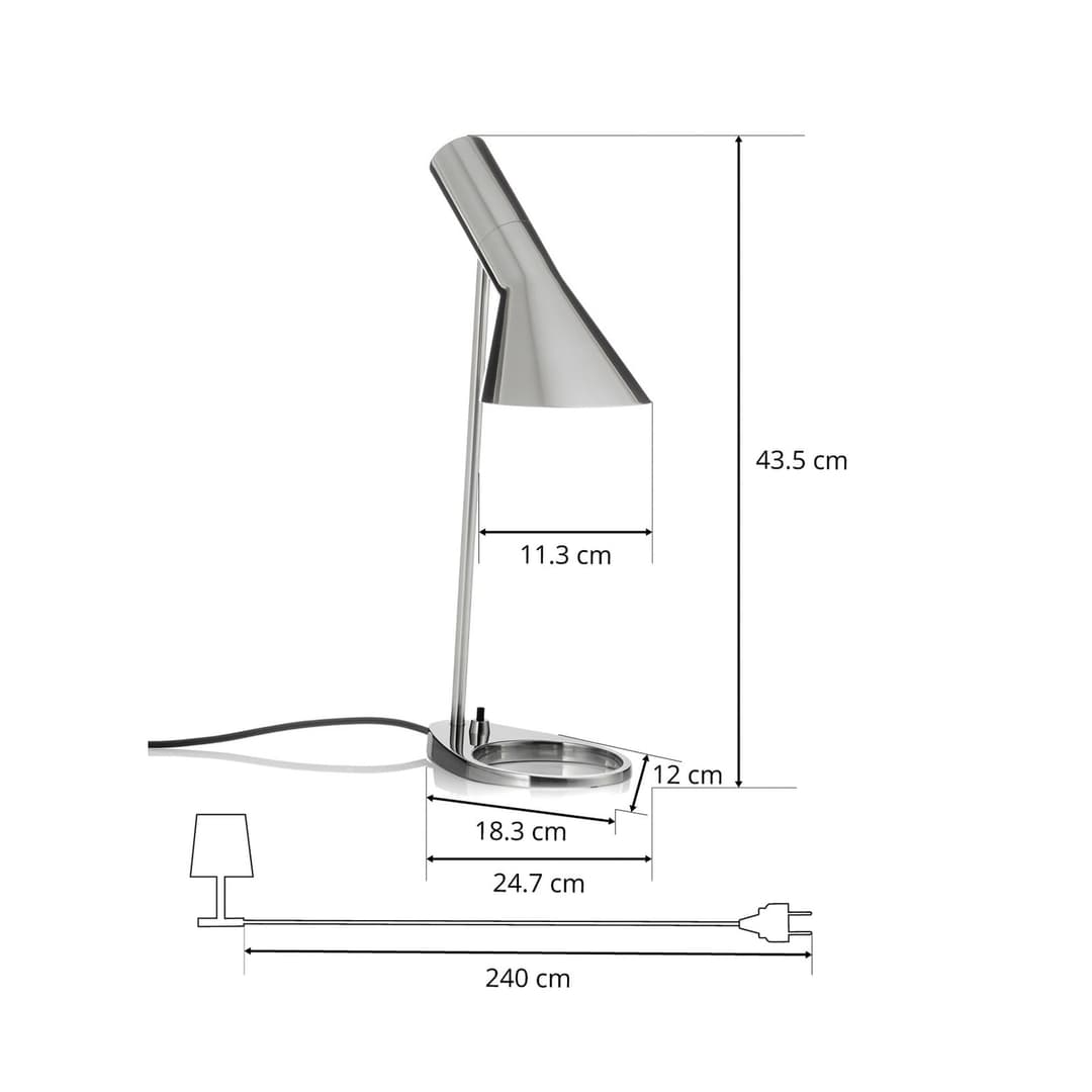 AJ Mini Tischleuchte Polished Steel - Louis Poulsen - Wohnzimmer - Design - Metall - Einflammig