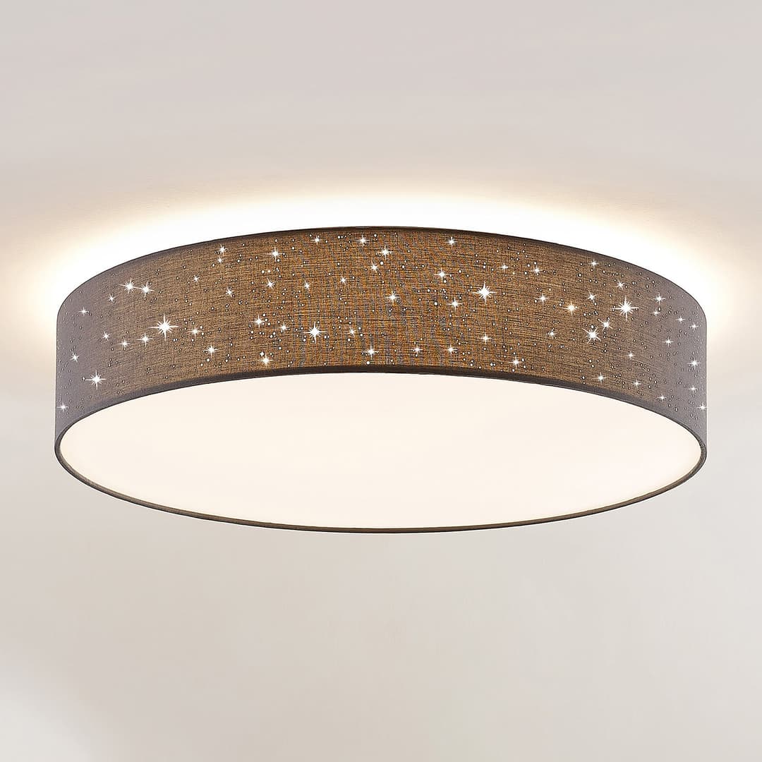 Ellamina LED Deckenleuchte Ø60 Dark Grey - Lindby - Wohnzimmer - Modern - Stoff / Textil - Rund