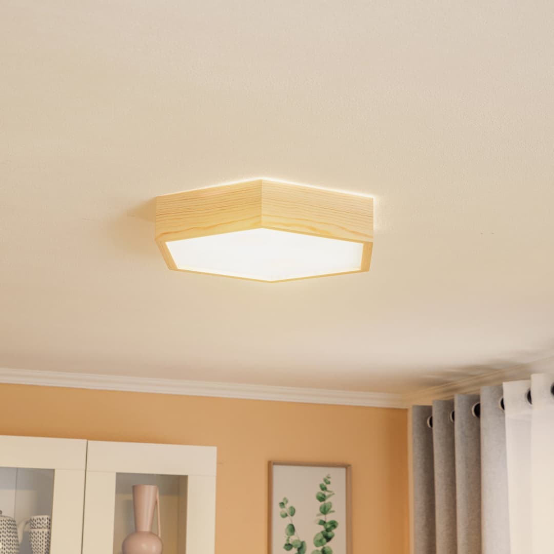 Hagen Deckenleuchte Kiefer natur - Lamkur - Wohnzimmer - Holz - Eckig