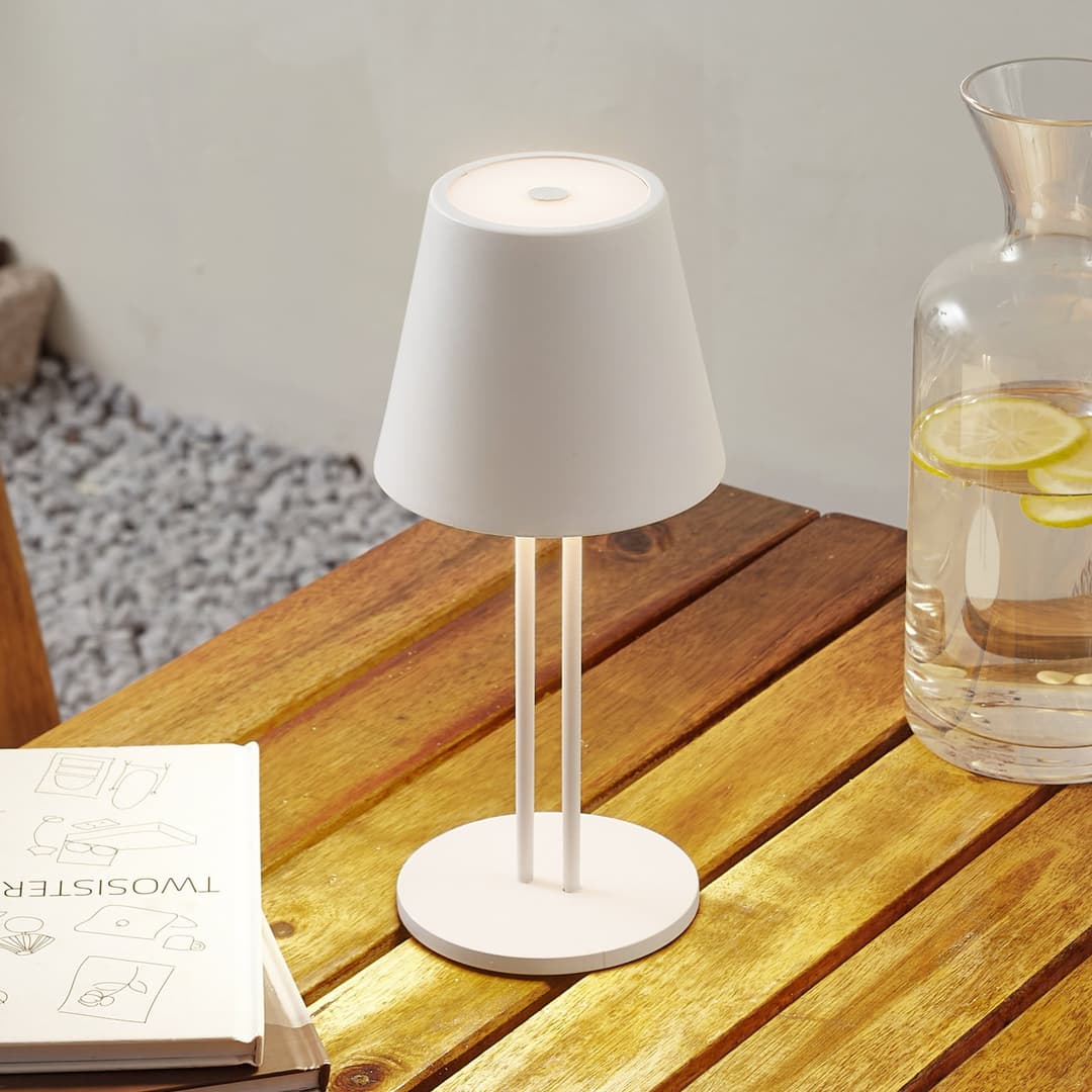 Janea Twin Portable Tischleuchte Dim. IP54 Weiß - Lindby - Terrasse - Modern - Metall - Einflammig