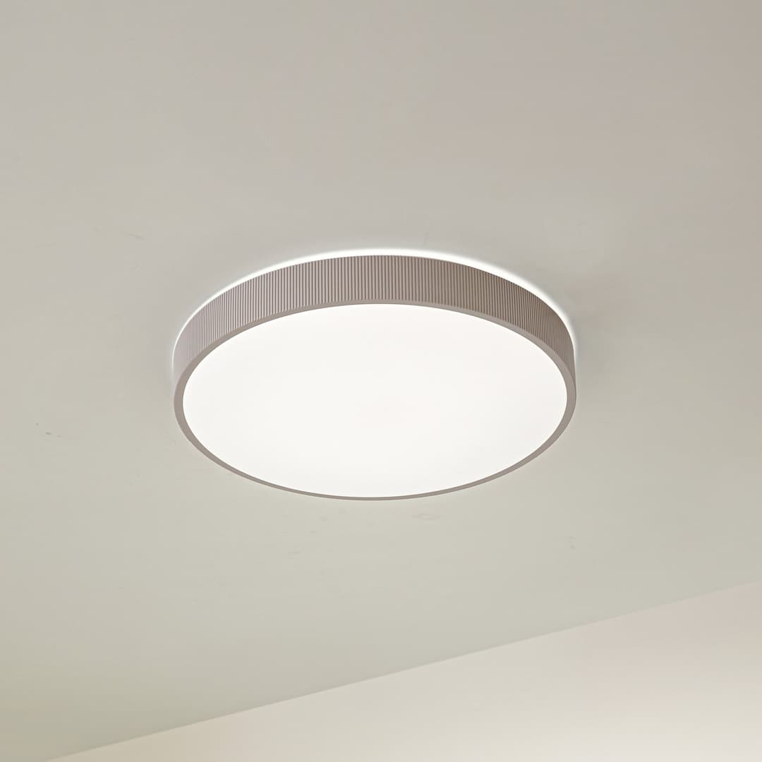 Zylo LED-Deckenleuchte, taupe, Ø 49cm, CCT, dimmbar - Lindby - Wohnzimmer - Kunststoff - Bündig