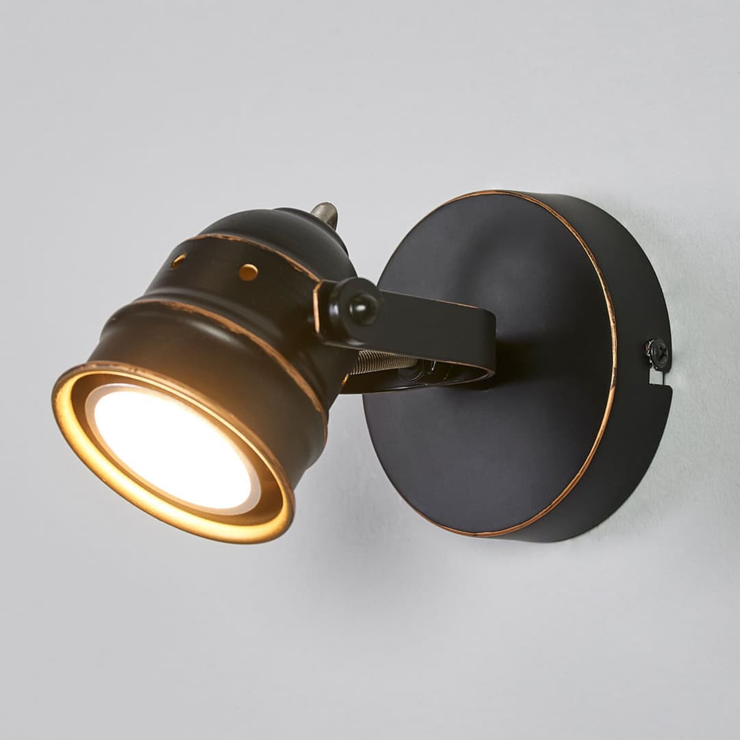 Leonor Wandleuchte Black/Gold - Lindby - Wohnzimmer - Antik - Metall - Einflammig