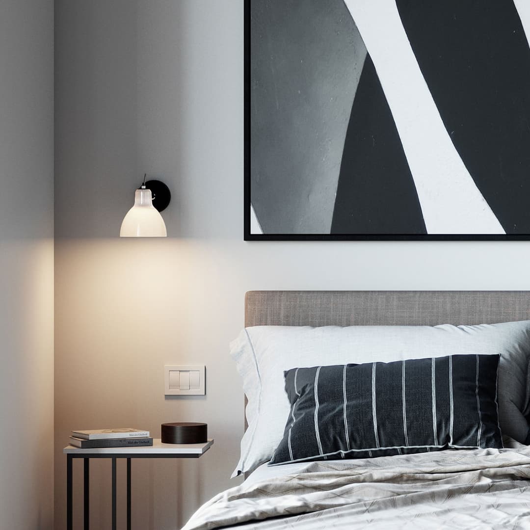 Luxy H0 Glam Anbauwandleuchte schwarz/weiß, Glas - Rotaliana - Wohnzimmer - Design - Metall - Einflammig